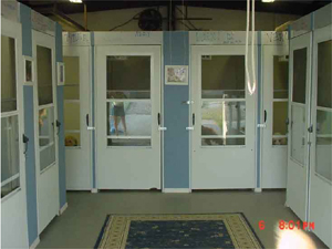 The runs in the large dog boarding kennel, your pet's home away from home